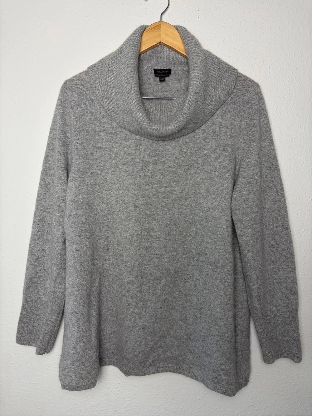 Talbots 100% Pure Cashmere Gray Cowl Neck Sweater XL